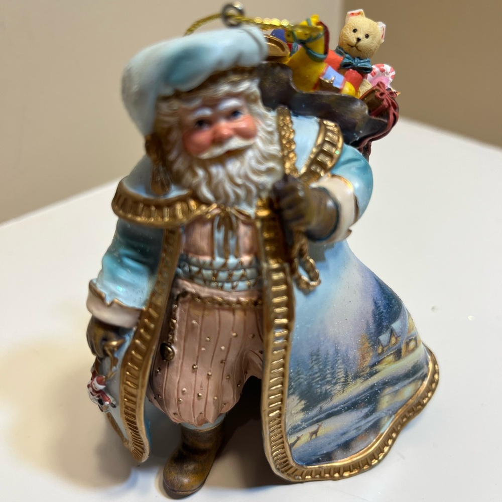 Woodland Christmas Santa Kinkade Ashton Drake Old World Santa Ornament